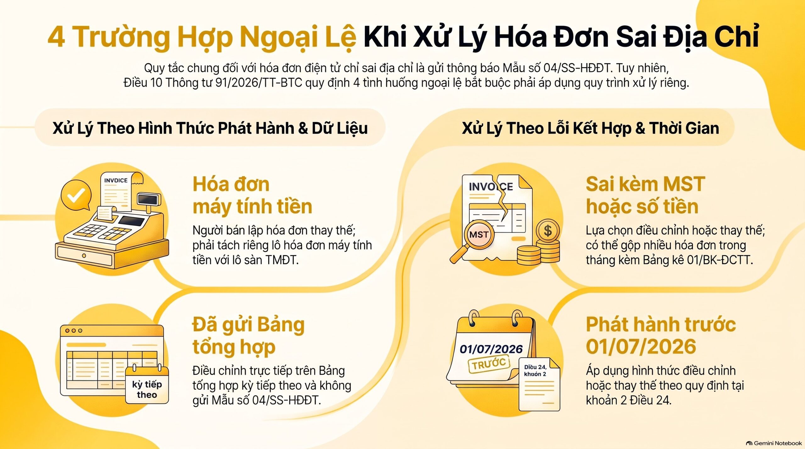 Hóa đơn sai địa chỉ ghi thế nào, xử lý ra sao? Mới nhất 2026